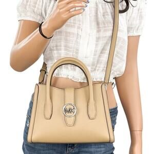 Michael Kors Small Faux Leather Satchel Bag Tan‎ New